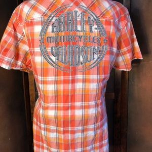 Harley Davidson Rockabilly Pearl Snap Blouse Lrg.